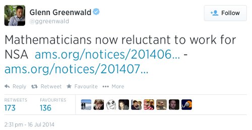 Glenn Greenwald tweet on AMS stories