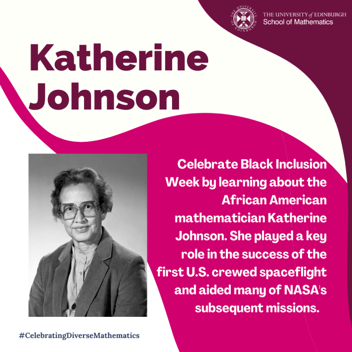 Graphic depicting image of Katherine Johnson and summary of bio